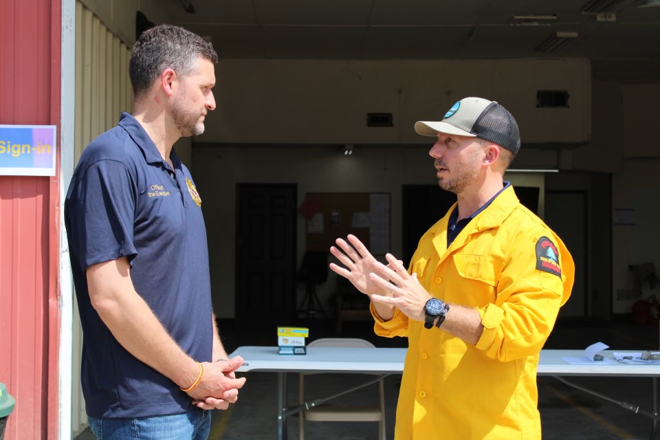 Ulster County Executive Pat Ryan and DEC Commissioner Basil Seggos at the command center in Ellenville on August 29th, 2022