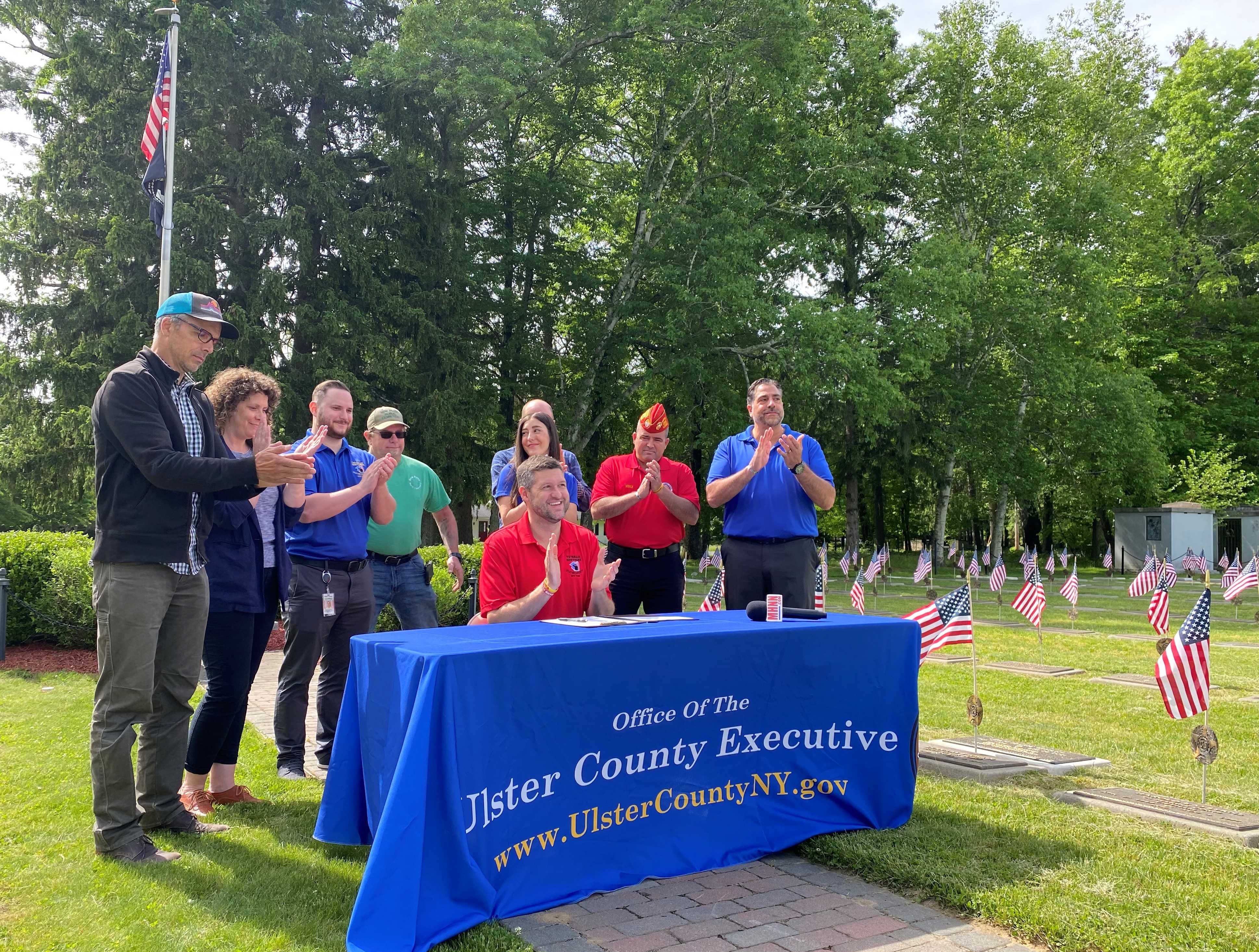 Ulster County Executive Pat Ryan signs a resolution to expand the Ulster County Veterans Cemetery