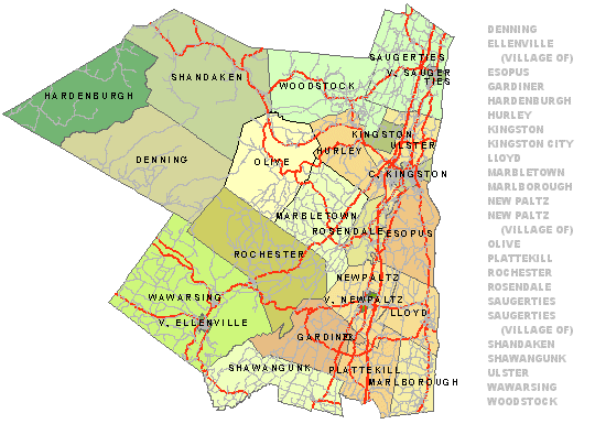 Ulster County New York Map New York Map Poster 5371